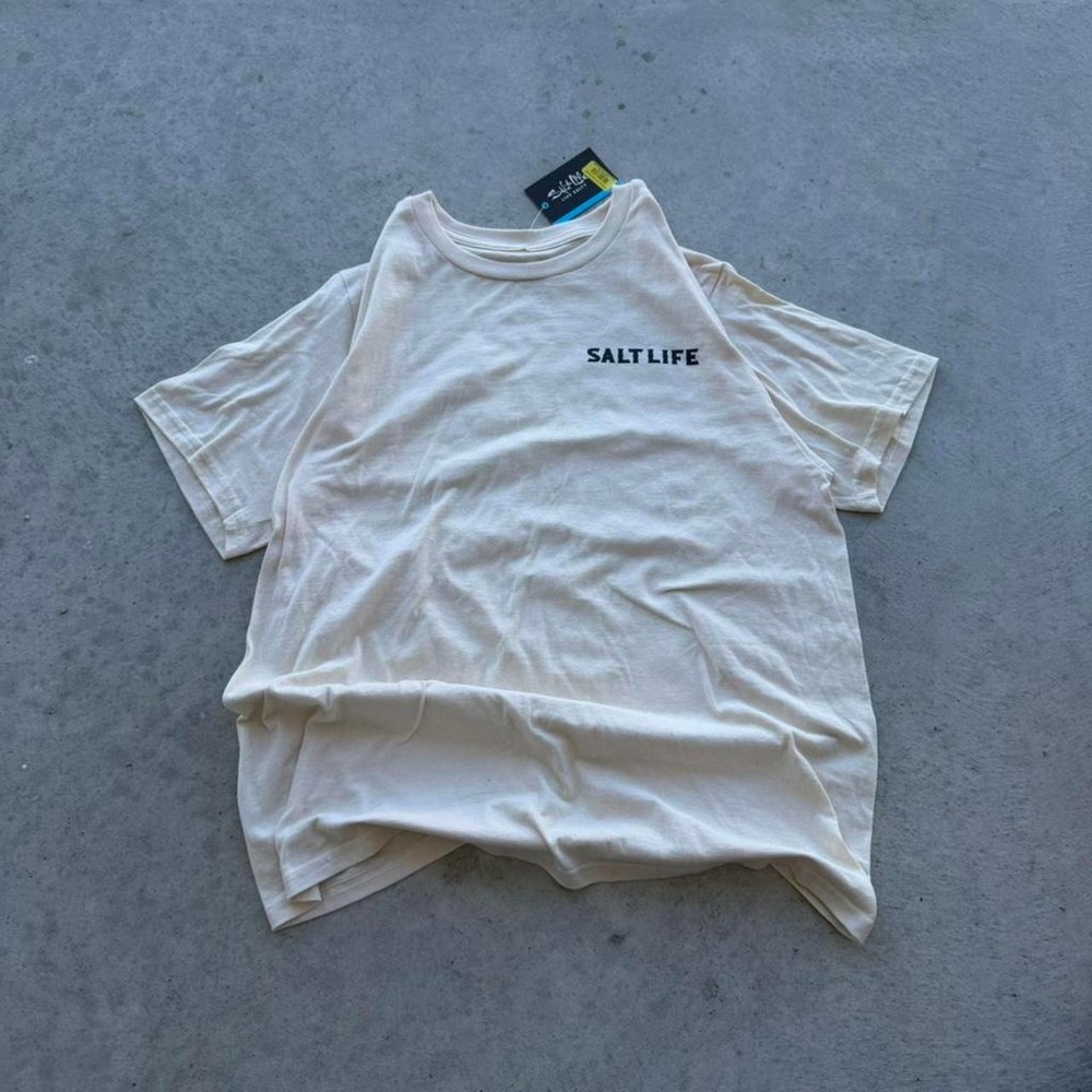 Cream Salt Life graphic tee with black logo
